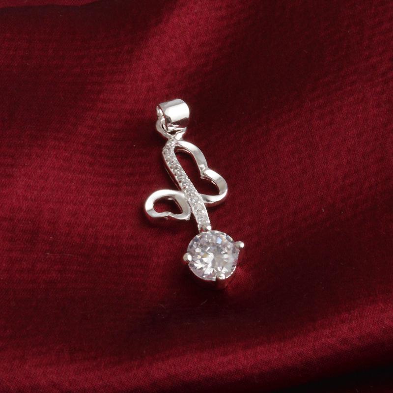 Korean Style Exquisite Heart and Star Zircon Pendant Necklace for Women