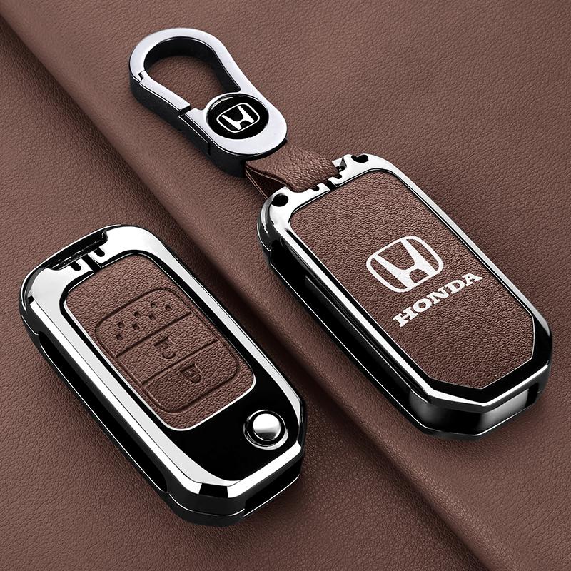 APT1 Leather Car Remote Key Case Fob Cover For Honda Civic 4d 9th Gen 10 Accord XRV Life Jazz Crv Fit CR-V Crider Keychain Accessory