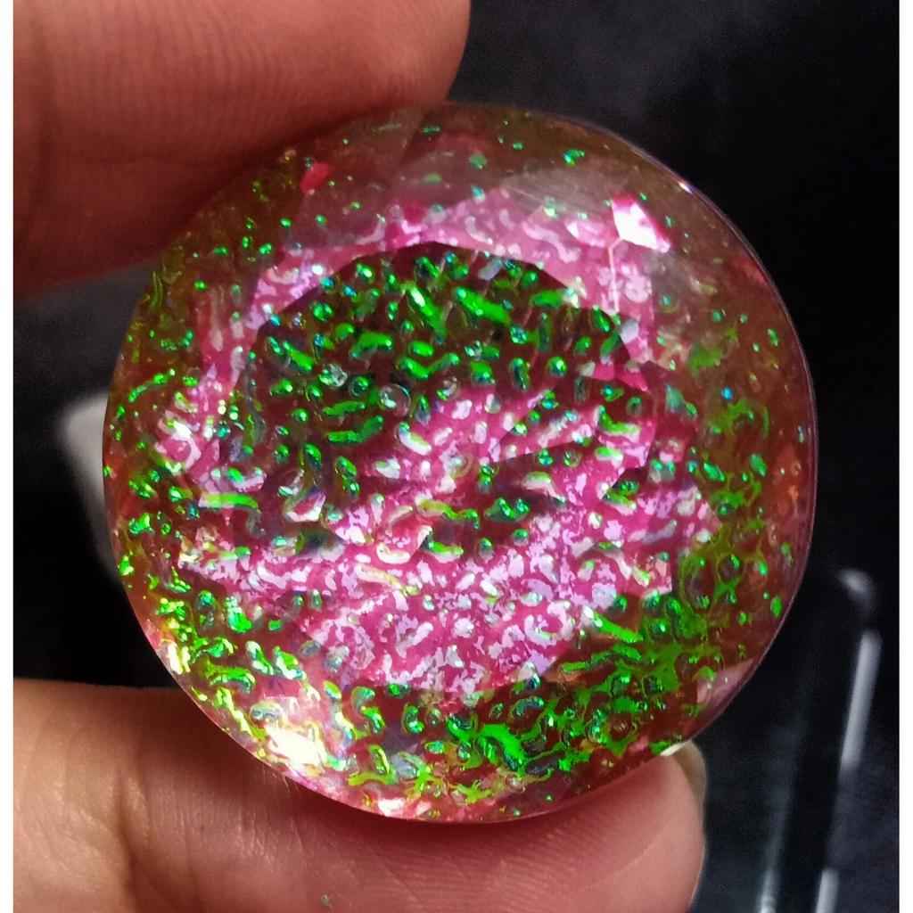 Natural Doublet Monarch Fire Opal 75+ Ct Round Cut Certified Stunning Gemstone