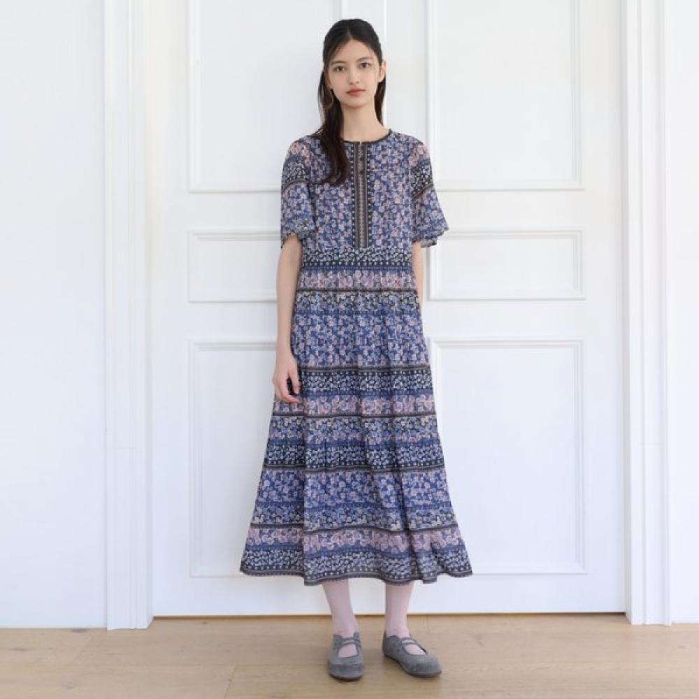 Thursday Island Women Flower Border Mix Long Dress T264mop291w