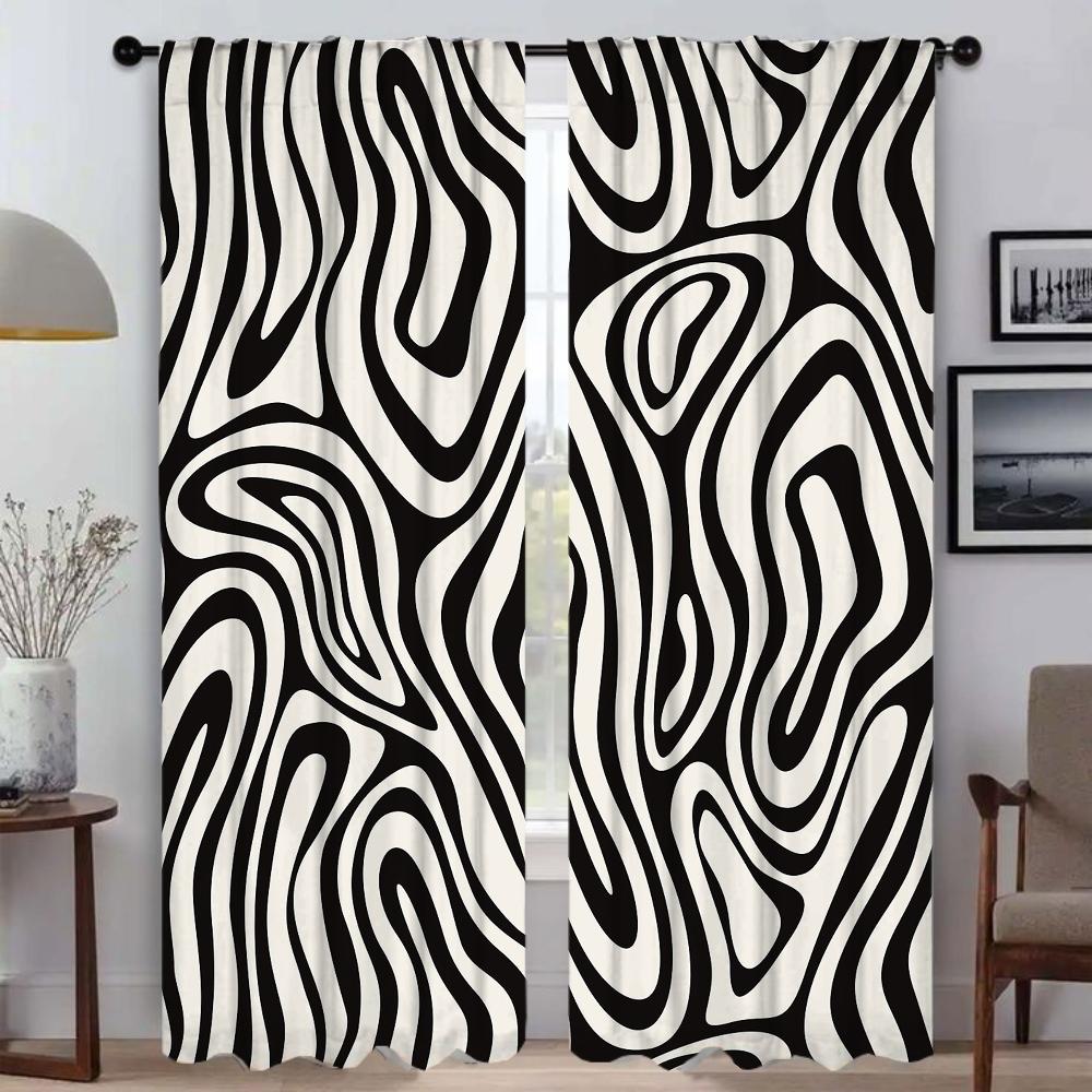 

Black and White Kitchen Curtains for Living Room Curtain Halloween Decoration Partition Blinds Shades Home Interior Curtains W50xH70cmx2pcs-CL