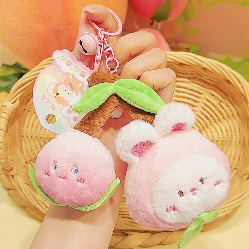 Peach Keychain Whimsical Plush Pendant Adorable Gift For Girls Friends And