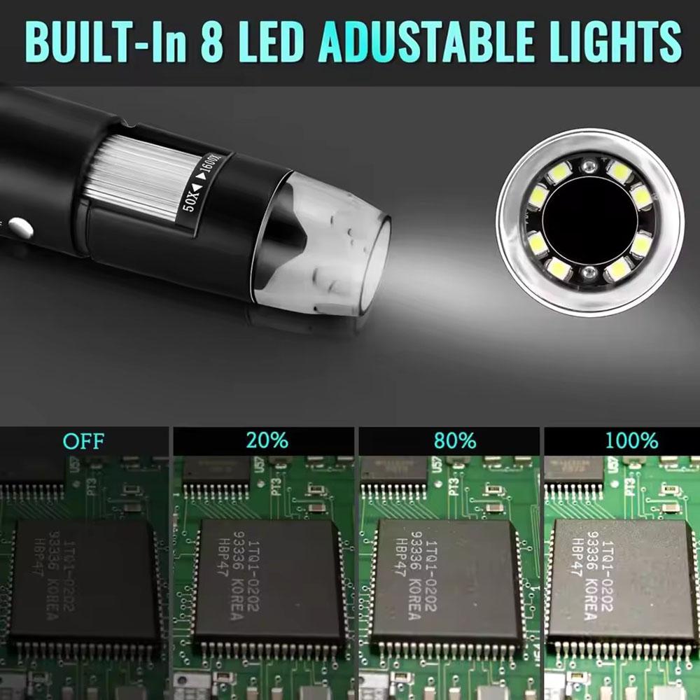 Hayve 1600X Microscope USB 640x480 HD Welding Microscope with 8 LEDs Compatible with Android, Mac, Windows (X4)