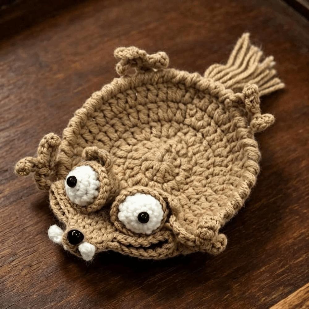 Creative Woven Frog Coaster Non-Slip Knitted Animal Mat Convenient Water Cup Mat  Restaurant Table