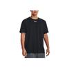 Under Armour Logo Print Solid Color Round Neck Short Sleeve T-Shirt Men Tops Black 1376842-001