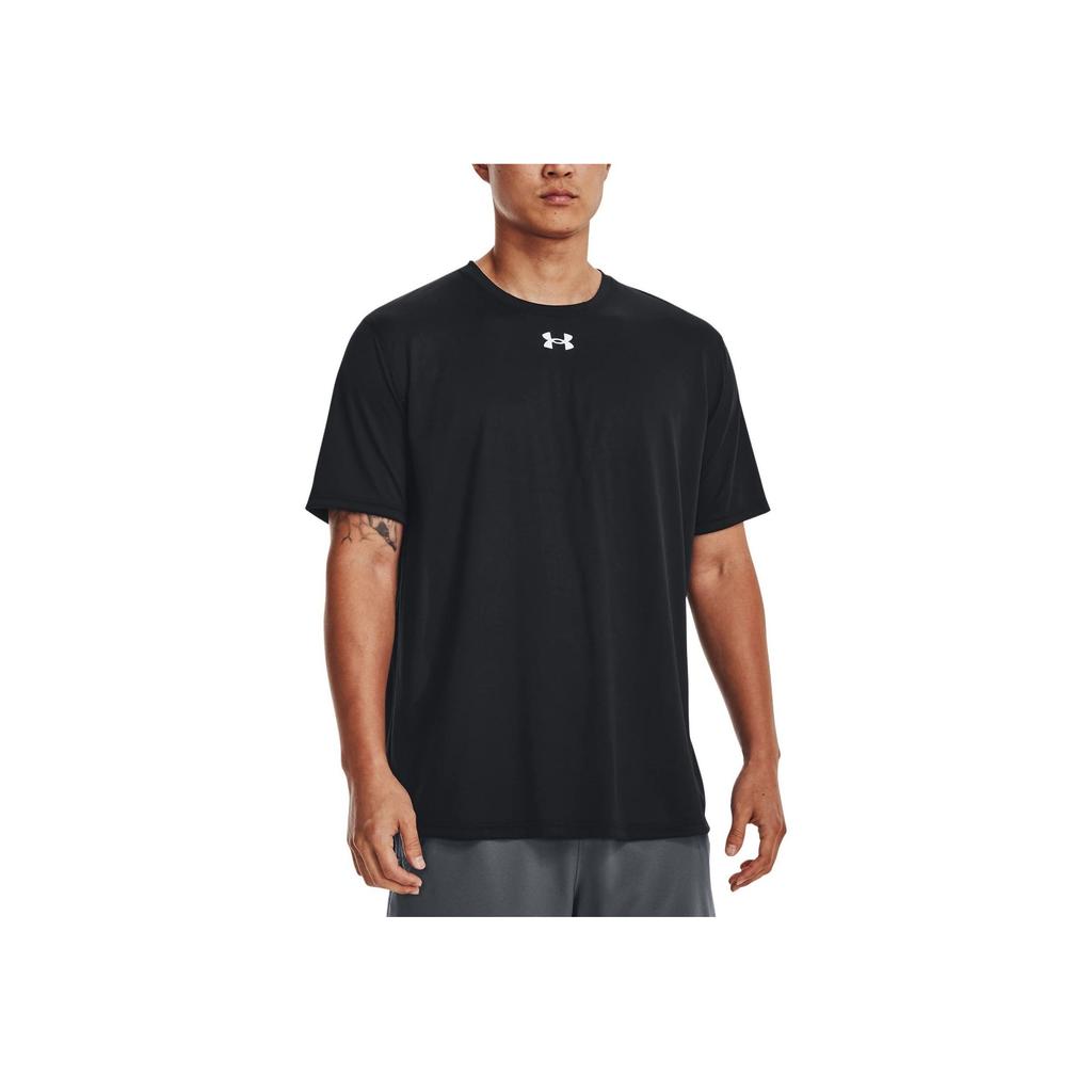 Under Armour Logo Print Solid Color Round Neck Short Sleeve T-Shirt Men Tops Black 1376842-001