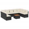 VidaXL Salon de Jardin avec Coussins 10 pcs, Canapés de Terrasse, Ensemble de Meubles de Patio, Mobilier d'Extérieur, Noir 3256119