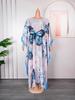 African Batwing Sleeve Chiffon Robe: Loose Plus Size Muslim Women's Printed Dress