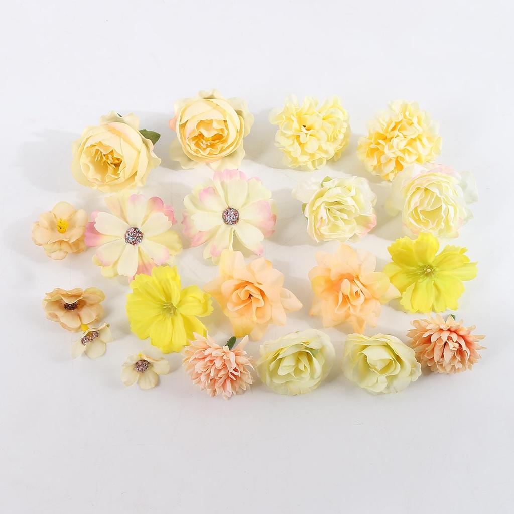 Orange Series Silk Artificial Flowers for DIY Headdress, Clothing Accessories, and Decorative Straw Hat Embellishments.