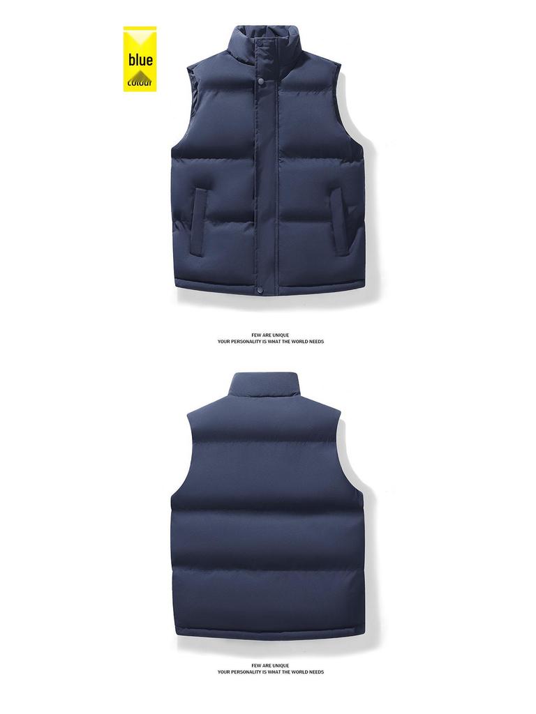 Men's Autumn/Winter Cross-Collar Thick Cotton Down Vest - Warm, Sleeveless, Hot Seller