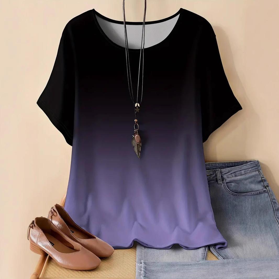 

XL-7XL Большие размеры Женская повседневная спортивная свободная футболка с круглым вырезом и короткими рукавами 7XL