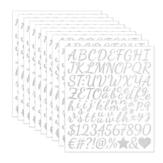 10 Sheets Glitter Letter Stickers Self Adhesive Waterproof Alphabet Number Vinyl Stickers Small Mailbox Decals for Water Bottle Window