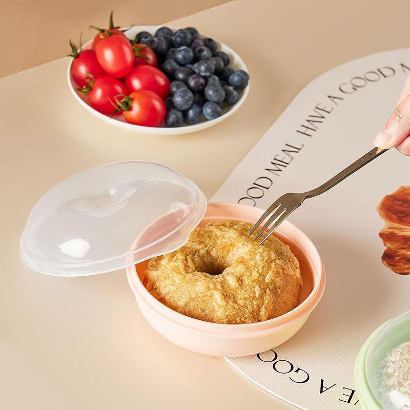 Bread Box Microwavable Transparent Round Shape Food Container Sandwich Toast Box Kids Worker School Breakfast Lunch Bento Box