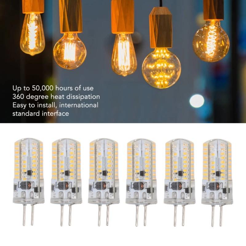 6Pcs GY6.35 LED Bulbs 5W AC 12V Warm White 2700 To 3000K White 6000 To 6500K 500LM 72LED Light Bulbs For Home Office Warm White