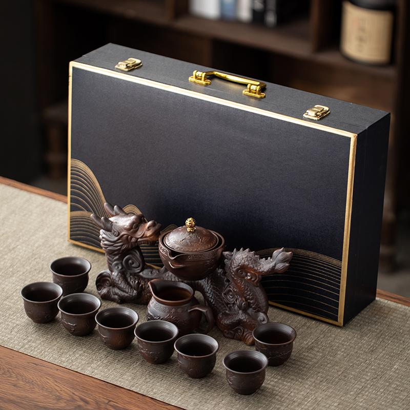 

1 набор, креативный набор для ленивого чая, полуавтоматический чайник в форме дракона, магнитный вращающийся водопроводящий чайный набор, китайский чайный набор в стиле кунг-фу