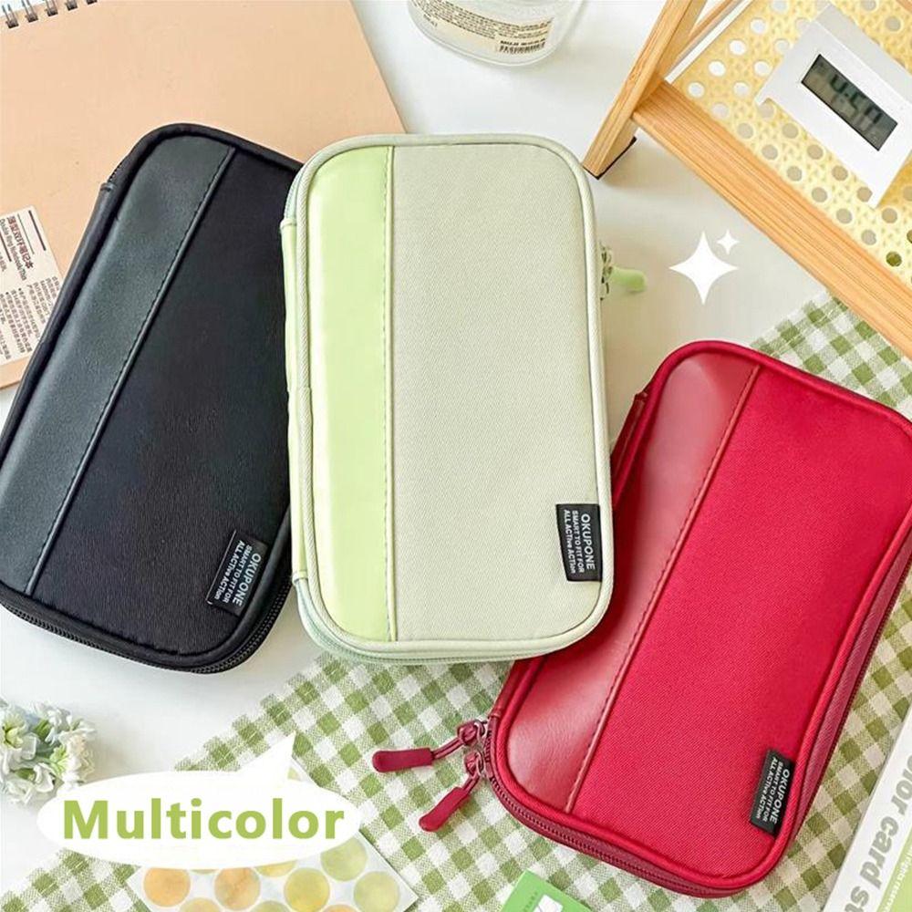 Simple Oxford Pen Bag Portable Multi-functional Pencil Case Ultra-thin Pen Box Back To School