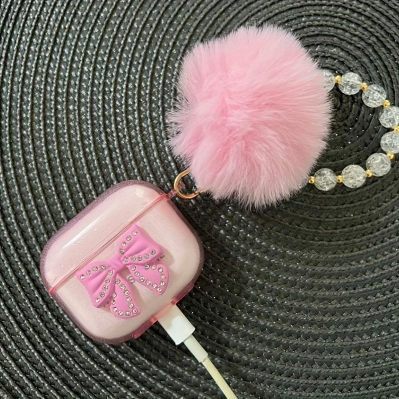 3D Pink Bow Case for Airpods 1/2 Protective Wireless Earphone Cover for Airpods Pro/Pro2 Case with Haieball Chain
