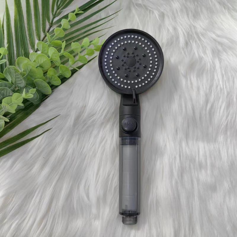 Black Five-speed Water-stop Multi-functional Bathroom Showerhead Set, Black Household, Large Water Output, Hot Water Pressurization
