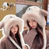 Cute Bear Beanie Hats Plush Bucket Hat Thicken Cycling Cap  Women Girls