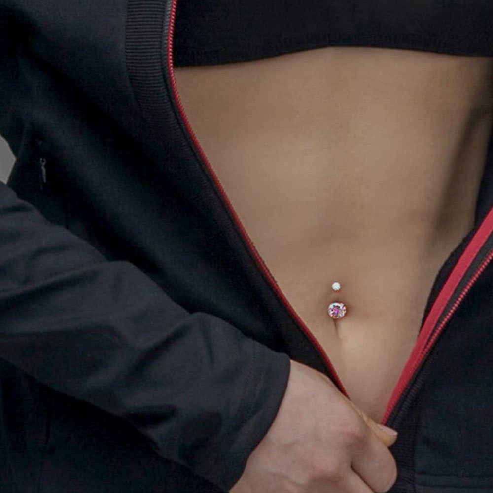 [1+1] Surgical Piercing Itsy Ball Belly Button Ring (Choose 1 of 5) (Single Side Sold)
