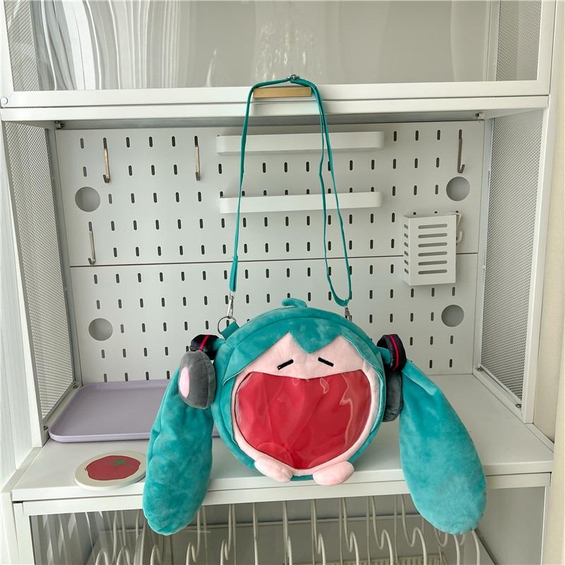 Cute girl two-dimensional cute little girl messenger bag doll backpack student schoolbag transparent bag