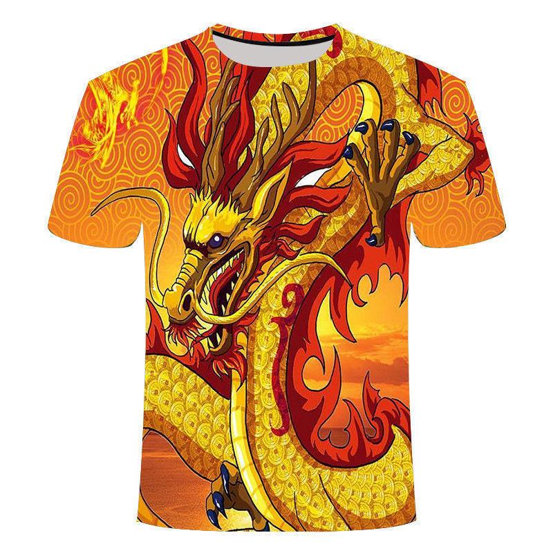 Summer Handsome T-Shirt For Men Chinese Dragon 3d Print Harajuku Clothing Casual Short Sleeve Tops Oversized Men's T Shirt