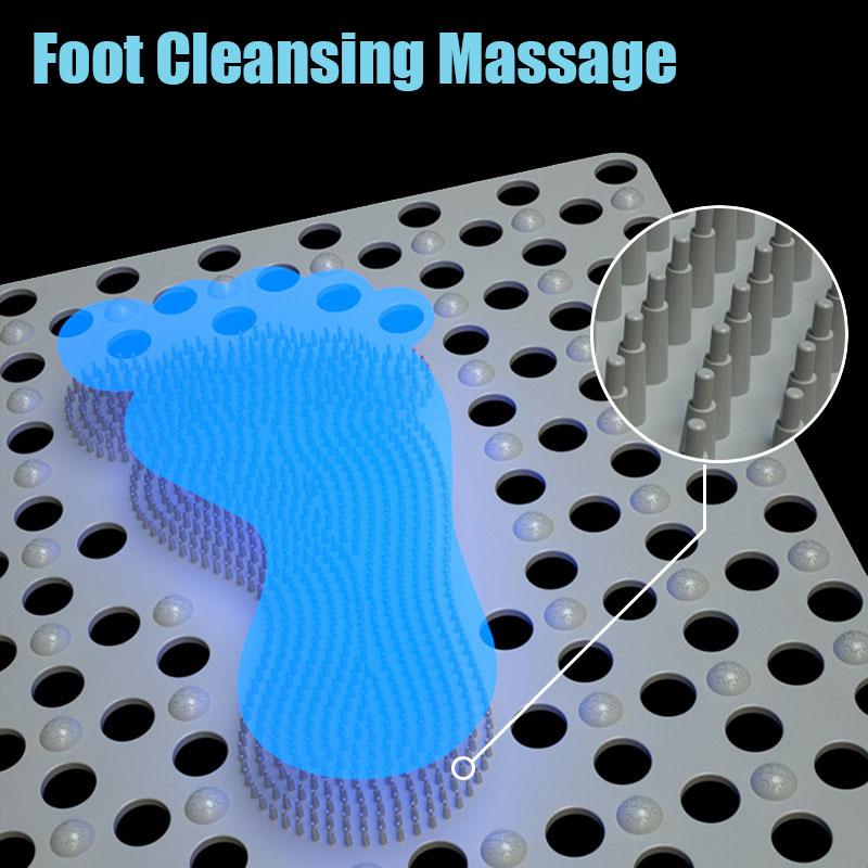 Bathroom Non-slip Mat Silicone Foot Massage Exfoliating Shower Massage Scraper Shower Mat with Sucker Cleaning Tool