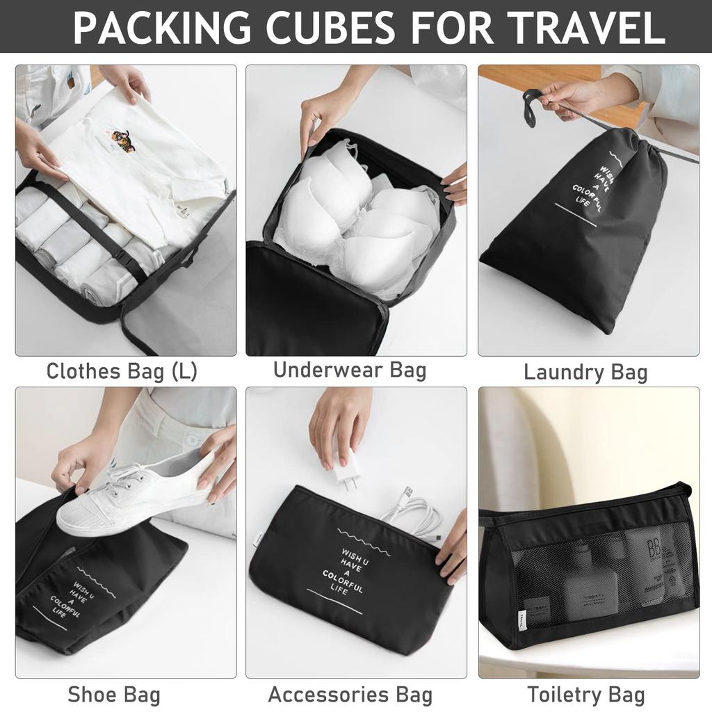 8 Pcs/Set Travel Organizer Storage Bags Suitcase Packing Cubes Set Cases Portable Luggage Clothes Shoe Tidy Pouch Folding.-zmt