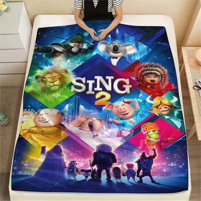 1 Manta de Franela con Estampado de la Película Sing, Alta calidad Cómoda para Todas las Estaciones, Decoración del Hogar, Calidez y Comodidad, Perfecta para Regalos de Navidad162
