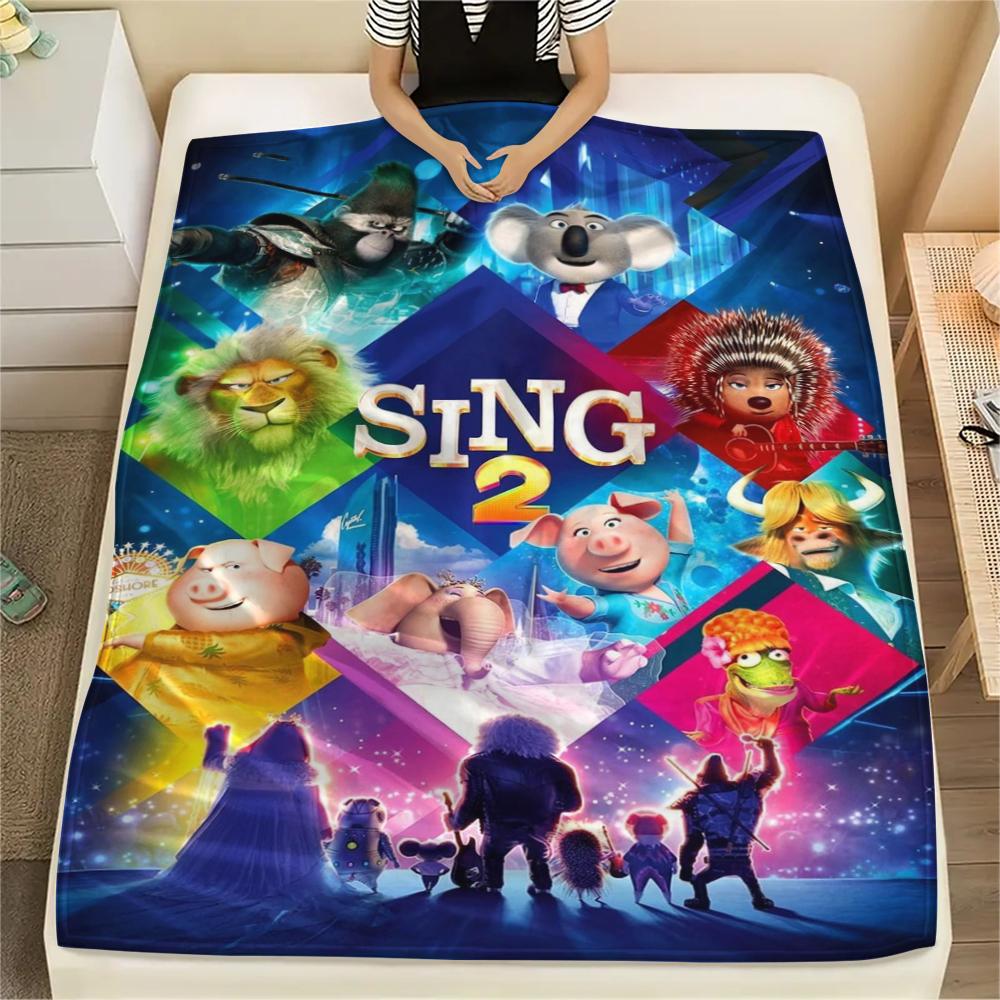 

1PC Sing Movie Print Flannel Blanket, High quality Comfortable for All Seasons, Home Decor, Warmth and Comfort, Perfect for Christmas Gifts162 80cm x 120cm