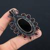 Schwarzer Onyx-Edelstein, reiner Kupferdraht, umwickelt, handgefertigter Anhänger-Schmuck