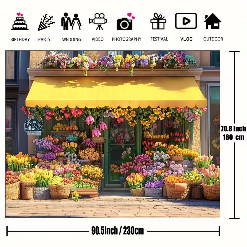 2D Tulip Flower Shop Backdrop for Spring Photography