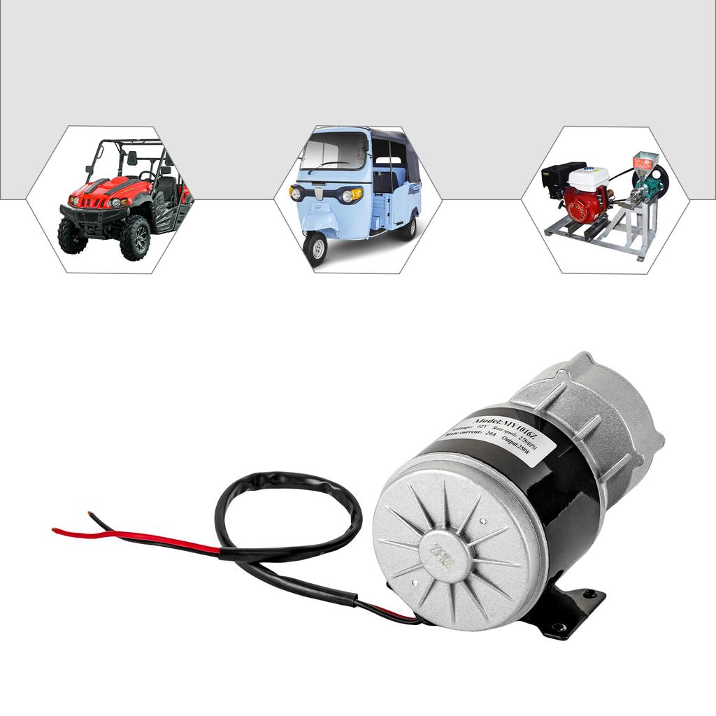 Moteur Électrique 250W 12V à Réduction par Engrenages Moteur CC à Balais Moteur à Balais MY1016Z pour Scooters & Vélos Électriques