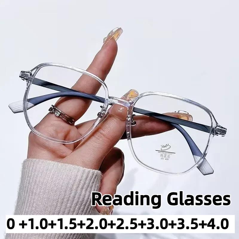 Neutral Fashion Large Frame Presbyopia Glasses Retro Ultra-light Square Reading Glasses HD Lenses 0 To +4.0