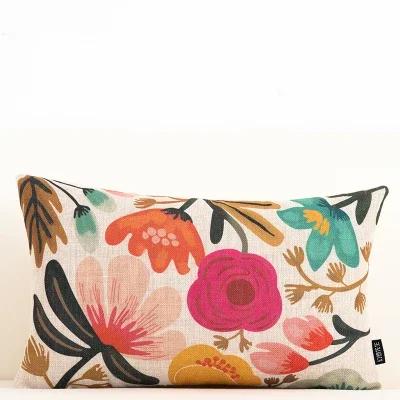Colorful Flowers Throw Pillow Cover For Office Home Decor Sofa Car Cushion Cover Floral Print Pillow Case Square Cushion Case