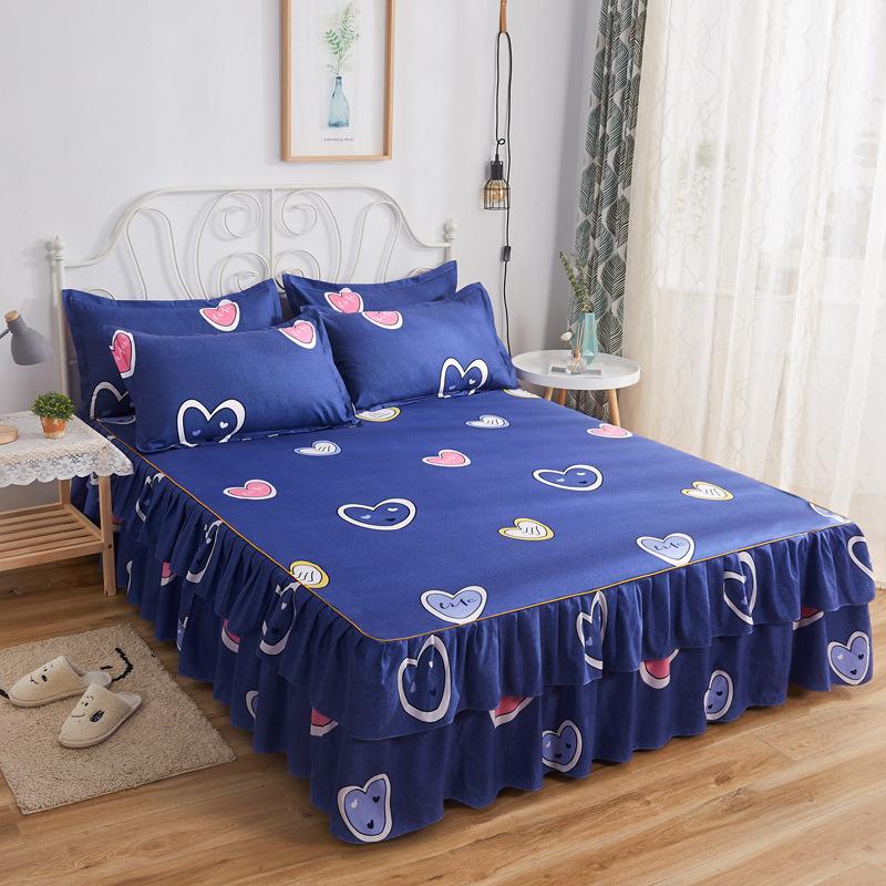 Comfortable, Relaxing, Breathable, Skin-friendly Three-piece Set: One Bed Skirt + Two Pillowcases (without Pillow Core)