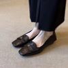 Retro Soft Bottom Mary Jane Shoes for Women with Butterfly Knot Commuter Flat Shoes Versatile Casual Leather Shoes