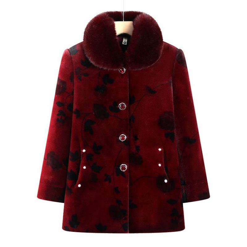 Middle-aged Elderly Winter Grandma Fleece Coat New Padded Jacket Female 0-year-old Mother Winter Imitation Mink Coat
