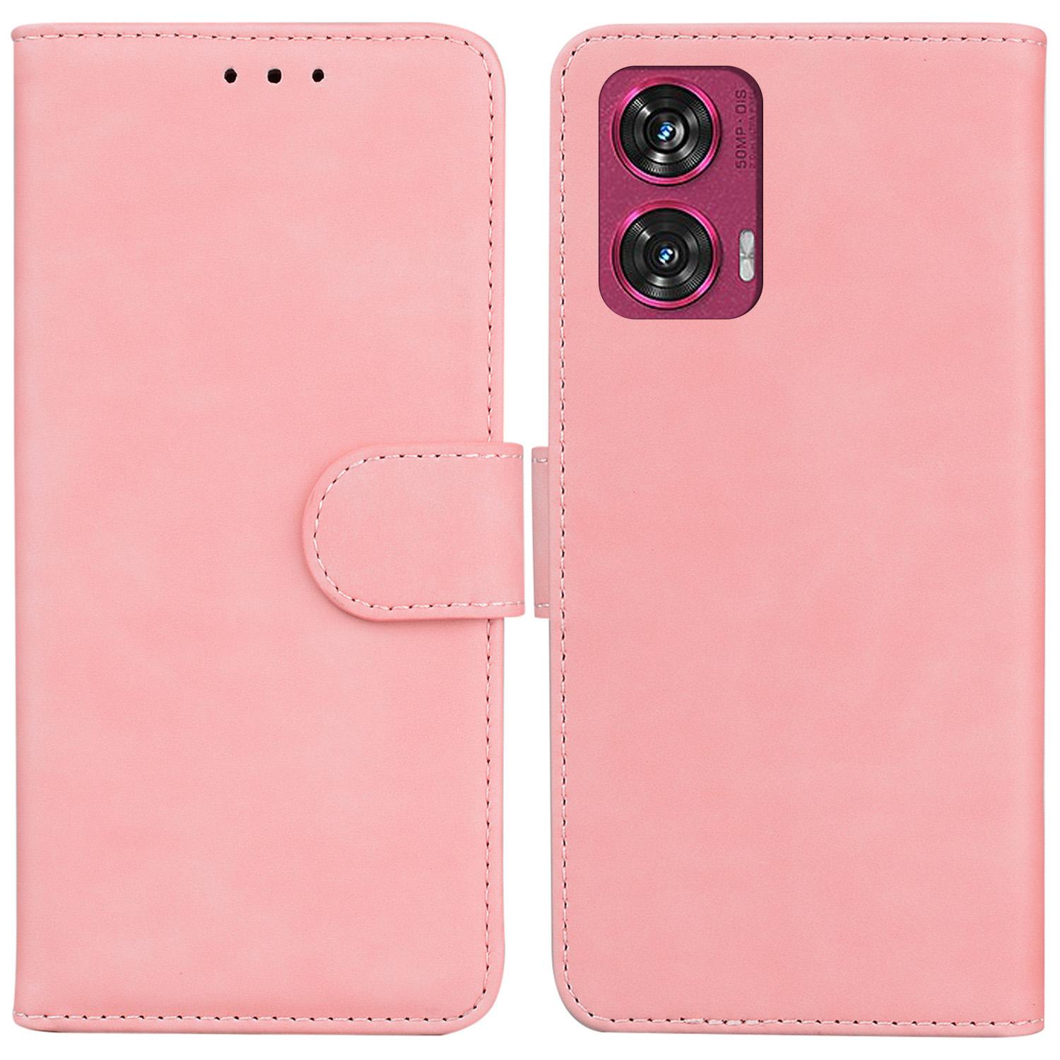 

For Motorola Edge 50 Fusion 5G Phone Case Anti-Scratch PU Leather Stand Cover Pink