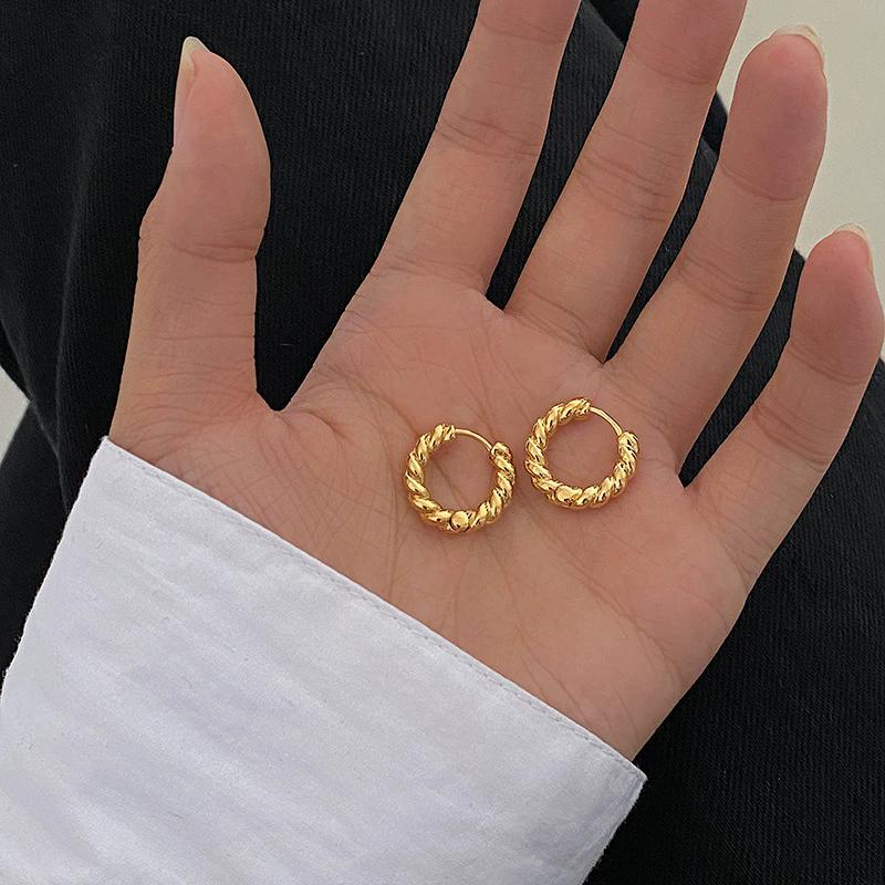 925 Silver Chunky Hoop Earrings for Women Geometric Circle Punk Ear Jewelry Party Gifts New