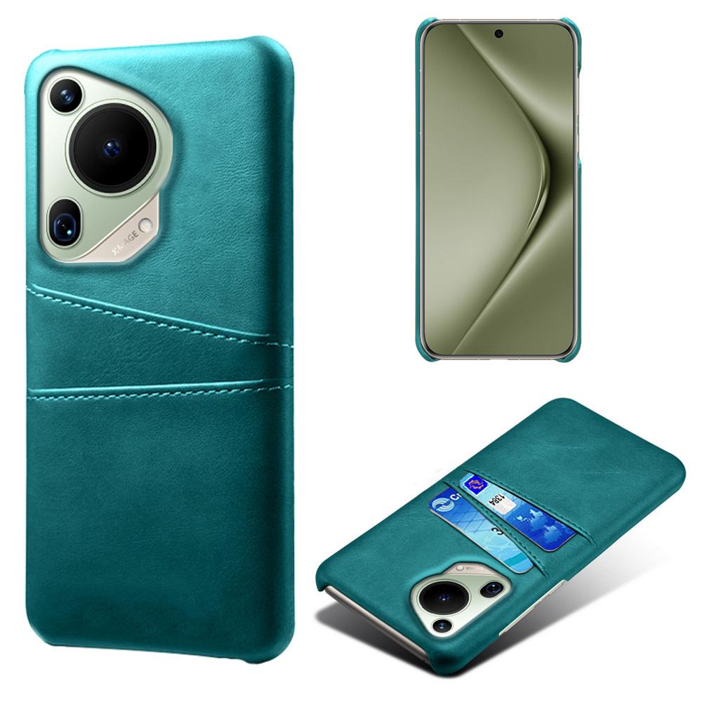 

For Huawei Pura 70 Ultra Case with Dual Card Slots PU Leather+Hard PC Shell Ultra Thin Green
