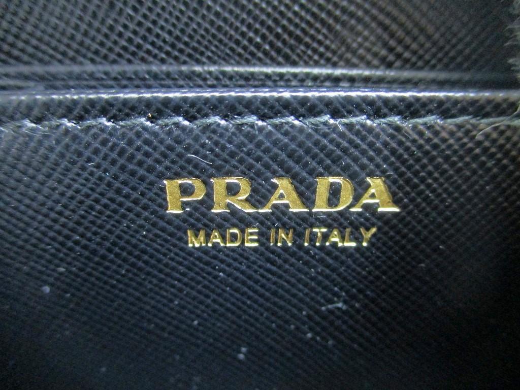 Authentic PRADA Saffiano Metal Black Leather Coin Case Purse #b148  Open box
