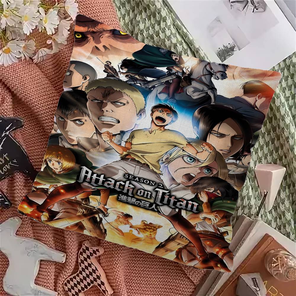 A-Attack On Titan Cushion Cover Car Throw Pillow Case For Sofa Car Christmas Gift 40X40Cm 45X45Cm