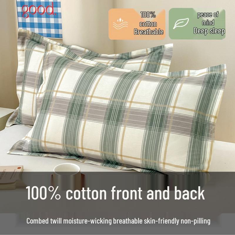 Set of Two 100% Cotton Large Pillowcases, Thick 48x74cm for Home Use