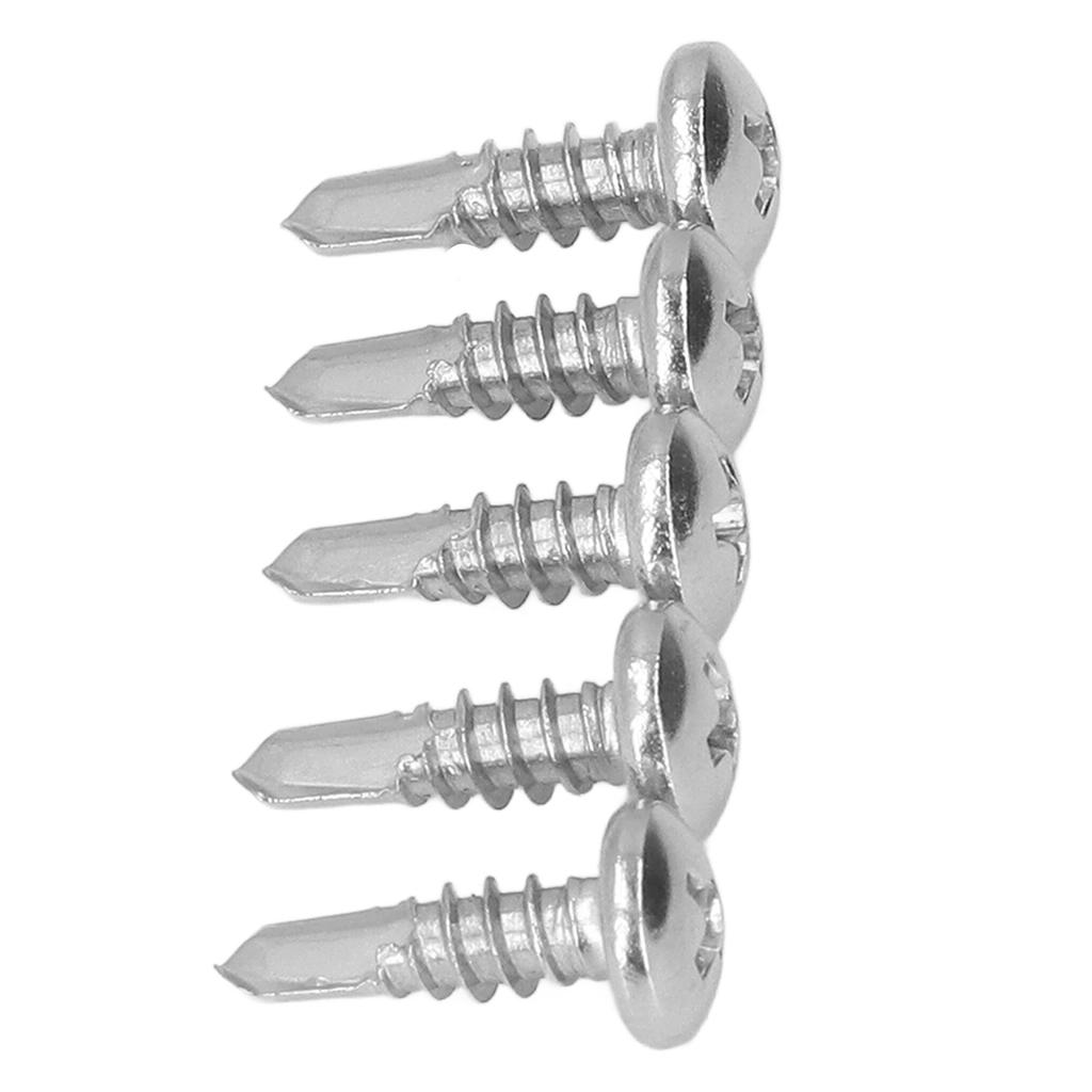 200 Pcs Round Head Self Drilling Screw 304 Stainless Steel 4.8x16mm Drill Screws for DIY Crafts