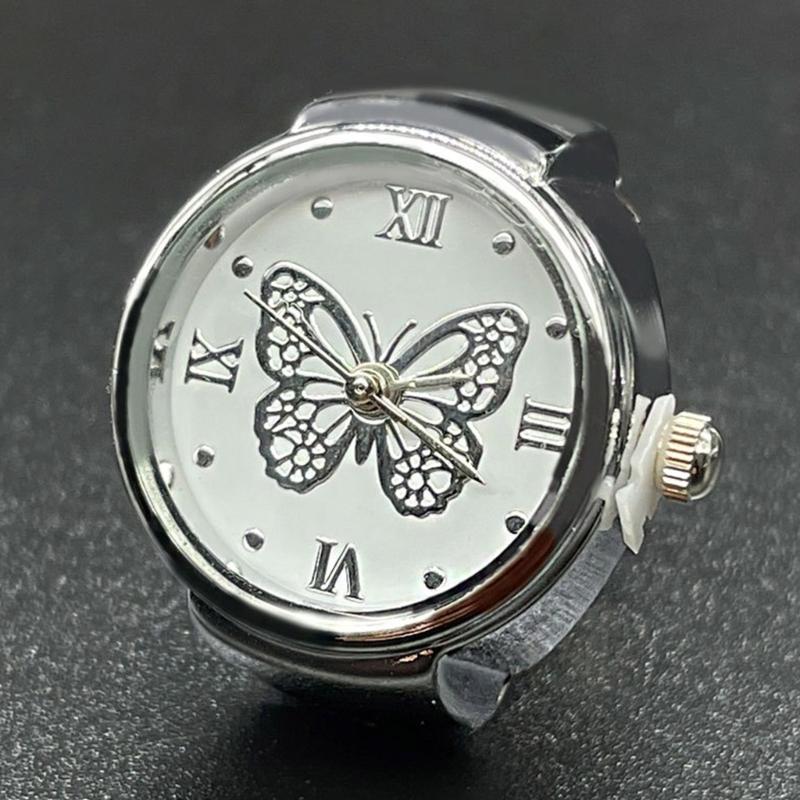 Montre Anneau pour Femmes et Hommes Montre Analogique à Quartz Cadran à Chiffres Romains Bracelet