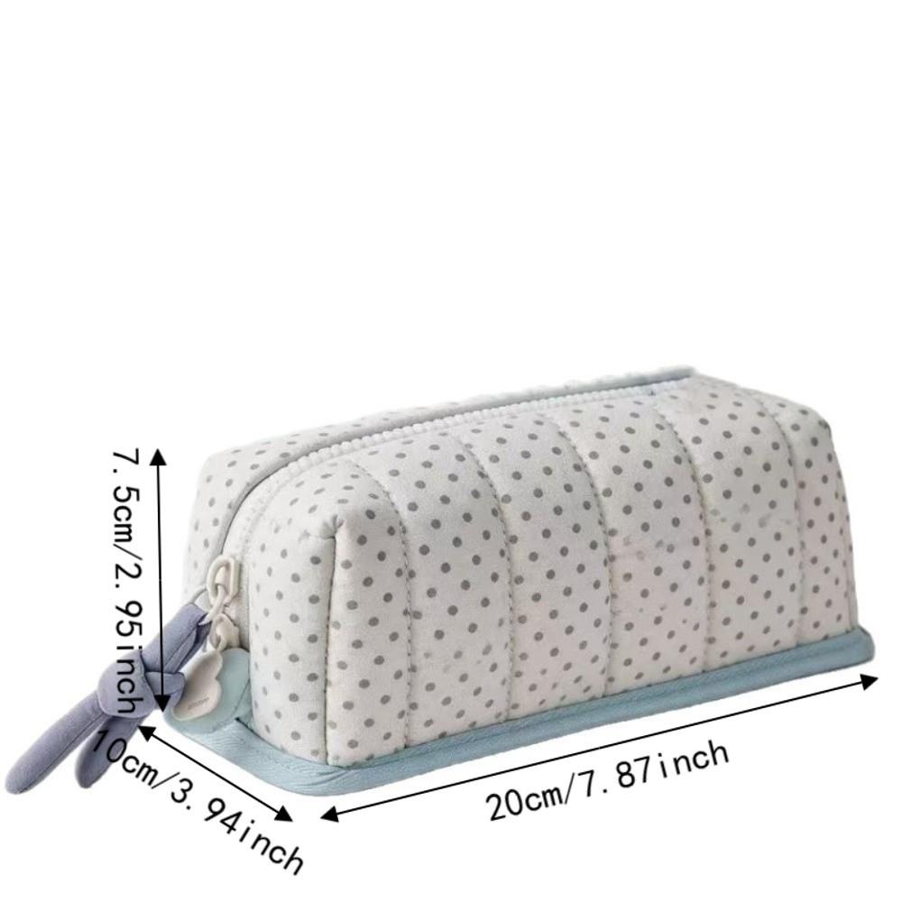 Large Capacity Pencil Box Dot Pattern Stationery Bag Fashion Pen Bag Portable Use