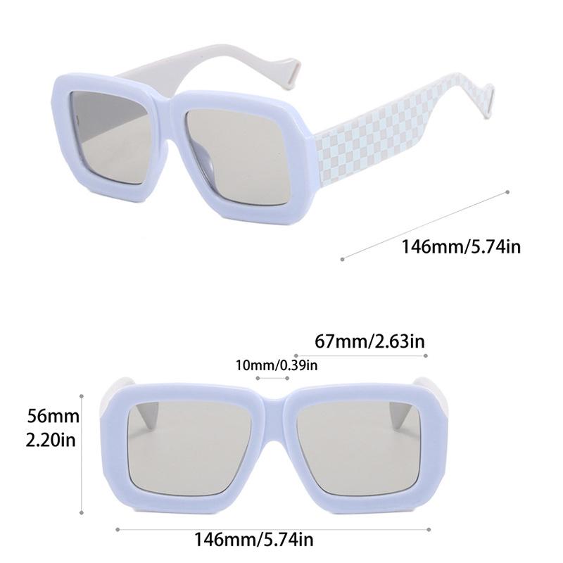 Big Frame Square Chessboard Grid Sunglasses Women For Men Luxury Brand Designer Sun Glasses Vintage Pink Punk Shades Uv400