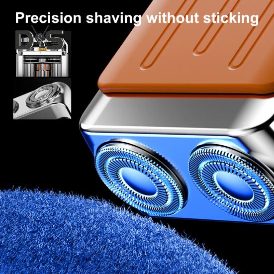 Men Electric Shaver IPX7 Waterproof Mini Pocket Size Shaver USB Rechargeable Cordless Rotary Shaver High-Speed Motor LED Display Portable Shaver