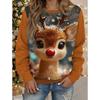 Christmas T-Shirts Fun Reindeer 3D Print Women O-Neck Long Sleeve T Shirt Streetwear Pullover Harajuku Tees Female Tops Clothing